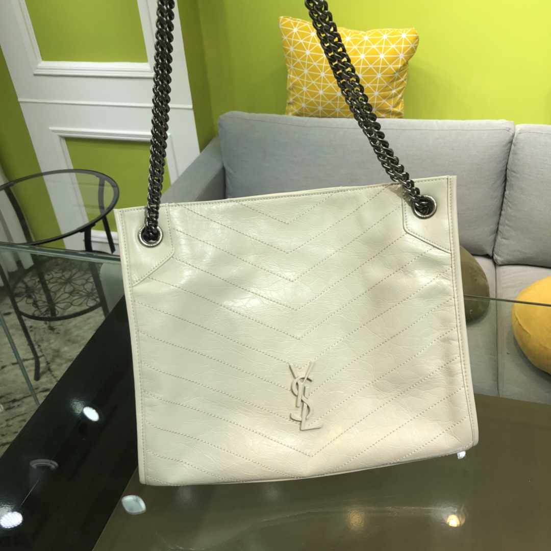 Saint Laurent Niki Shopping Vintage Calfskin Handbag Shoulder Bag White 577999